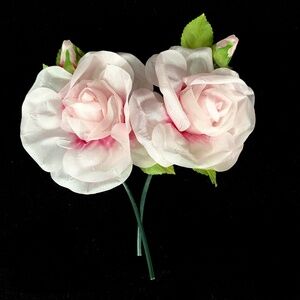 2 NOS Vintage 8 in Faux Pink Roses Millinery Fabric Flowers Hong Kong Excellent